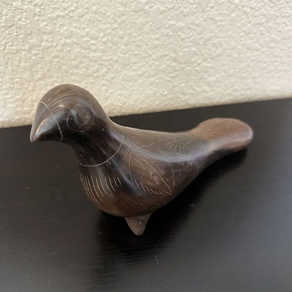Vintage Mexican Folk Art Tonala Dove Figurine Hand Etched Simple Design - Picture 2 of 6